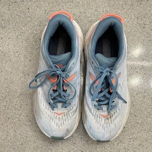 Hoka One One Women's Shoes in Light Blue and Coral